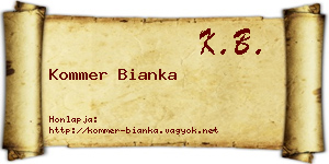 Kommer Bianka névjegykártya
